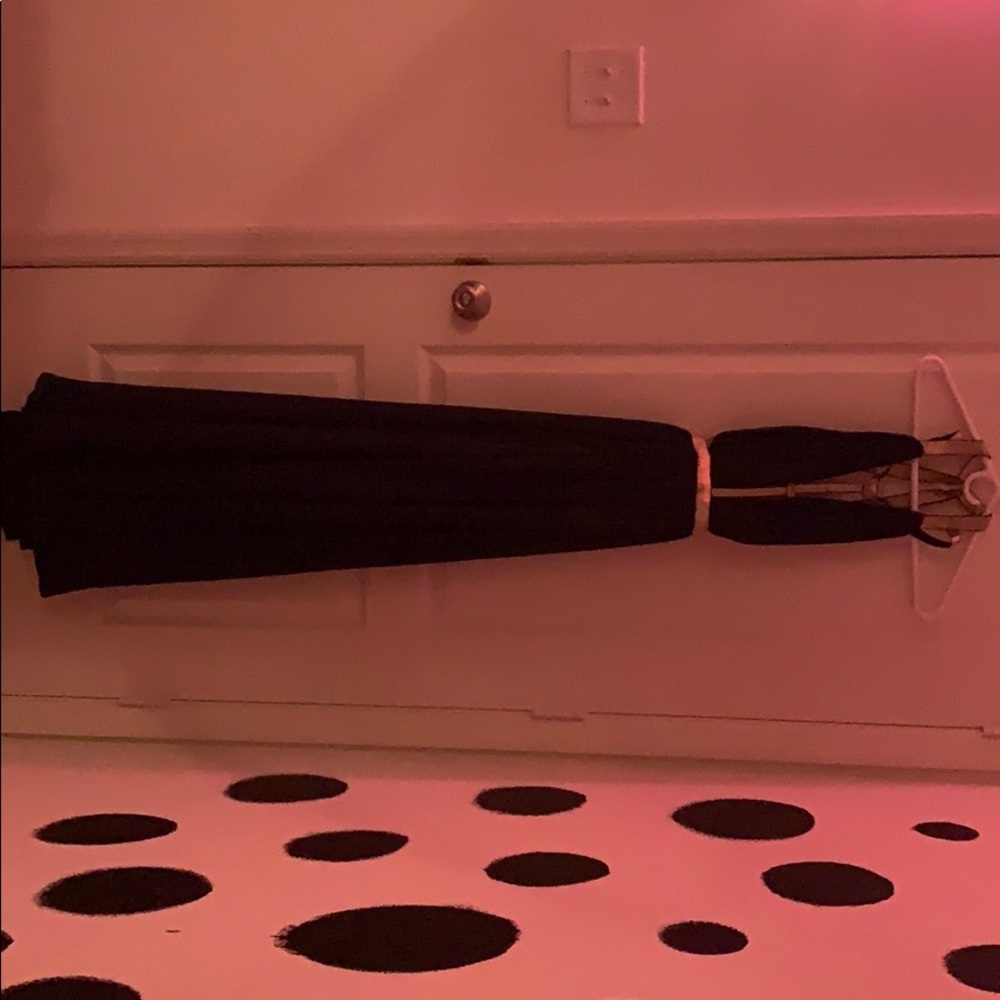 Prom dress navy blue with gold